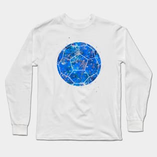 Soccer Ball blue watercolor Long Sleeve T-Shirt